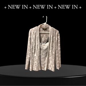 Elegant Silver Lace & Sequin Cardigan & Camisole 2 Piece Set by Carol Lin